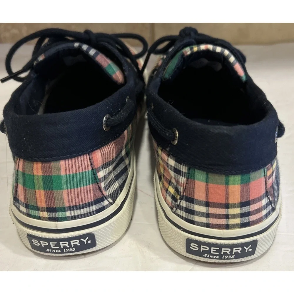 Men's Sperry 2 Eye Madras Plaid‎ Boat Shoes Mens 11.5 STS22097 Excellent!